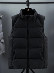 Men Sleeveless Down Thermal Hooded Vests Jackets Zipper Outdoor Winter Casual