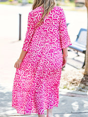 Women's Floral Print Bell Sleeve Maxi Dress