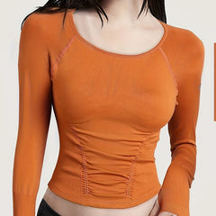Long Sleeve Round Neck Slim Fit Yoga Top