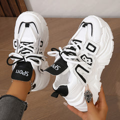 Women's Knit Mesh Sneakers Low Top Platform Shoes