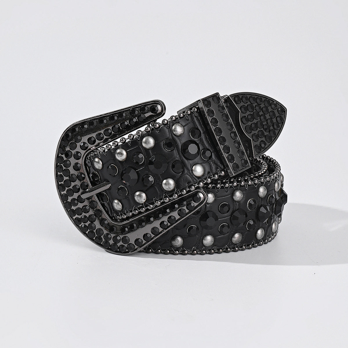 Men's Women's Rhinestone Belt Western Cowgirl Studded Leather Belt