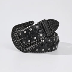 Men's Women's Rhinestone Belt Western Cowgirl Studded Leather Belt
