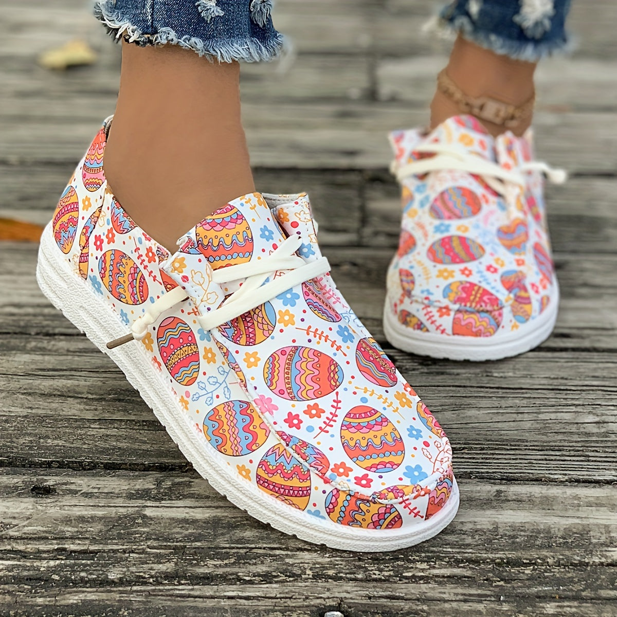 Colorful Pattern Flat Skate Shoes Non Slip Sneakers Lightweight