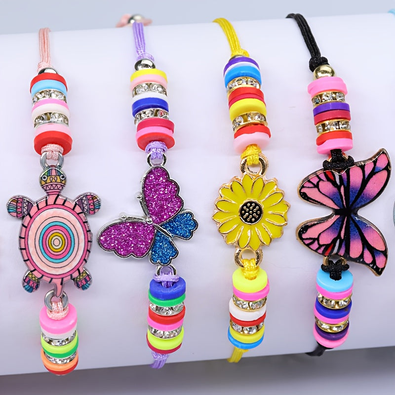 12pcs Girls Kids Animals Charm Bracelet Friendship Woven Bracelets