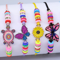 12pcs Girls Kids Animals Charm Bracelet Friendship Woven Bracelets