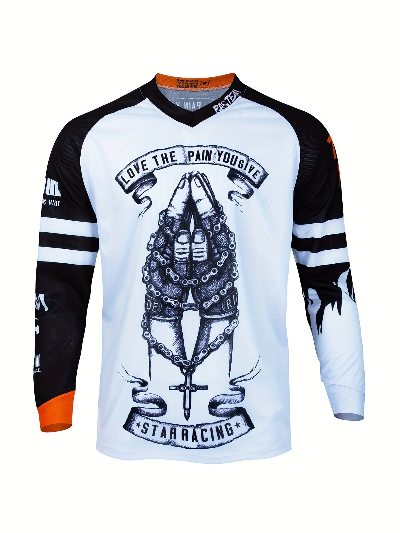 Men's Hands Pattern Cycling Jersey Long Sleeve Shirt