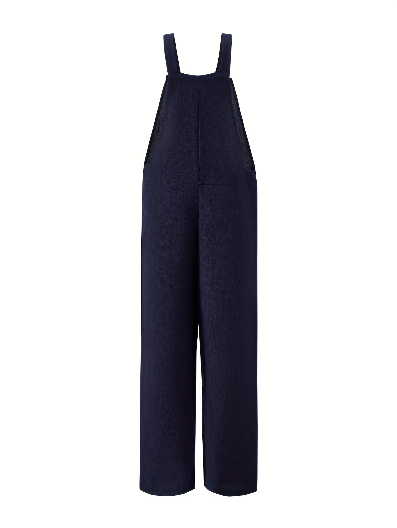 Solid Wide Leg Overall Jumpsuit Women's Clothing