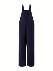 Solid Wide Leg Overall Jumpsuit Women's Clothing