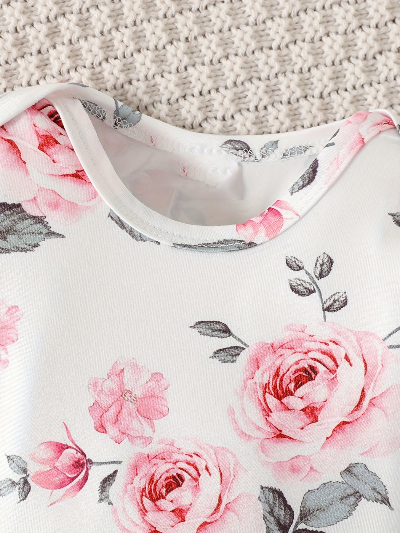 Infant Newborn Baby Girls Floral Romper Jeans Pants Fleece Vest Summer Outfit