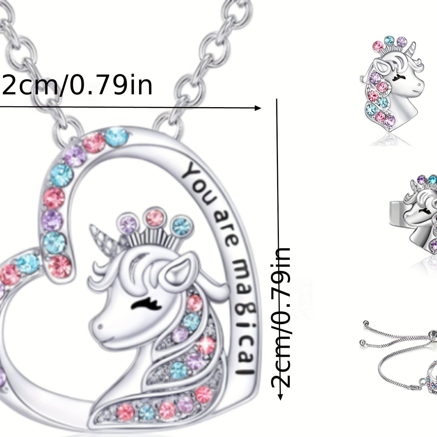 Heart Pendant Unicorn Jewelry Set for Girls
