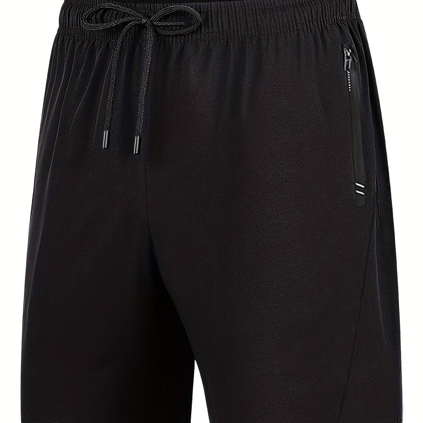 Men's Solid Breathable Shorts with Pockets - Elastic Waist