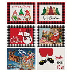 6pcs Christmas Printed Table Mat Home Table Tablecloth