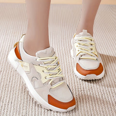 Breathable Mesh Sneakers Low Top Lace Up Women's Colorblock Shoes