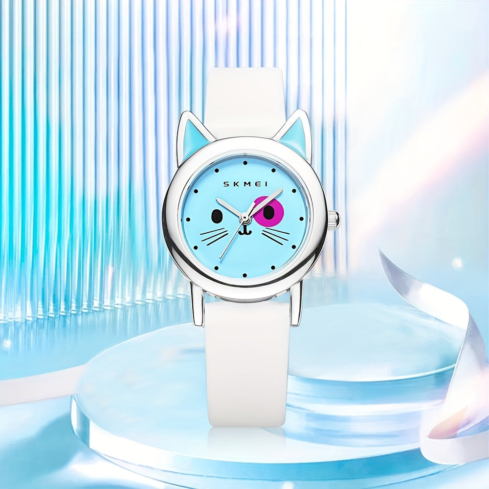 Cat Print Waterproof Quartz Watch for Boys Girls Teens Gift