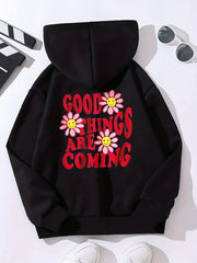 Girls Hoodie Butterfly Letter Print Long Sleeve Sweatshirt Pullovers