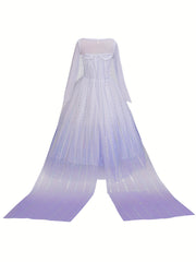 Anime Movie Character Cosplay Girl's Mesh Sequin Dress Long Sleeve