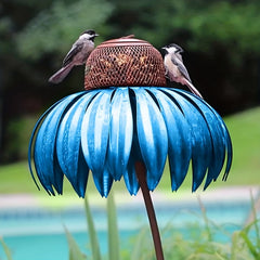 Metal Flower Bird Feeder Stake For Outdoor Garden