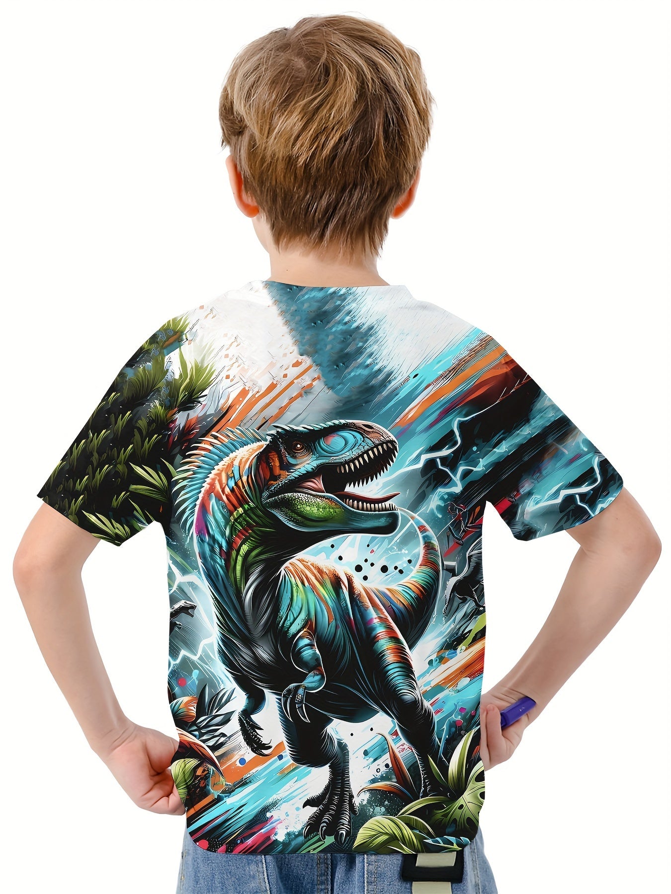 T Rex 3D Print Boys T shirt Lightweight Short Sleeve Top