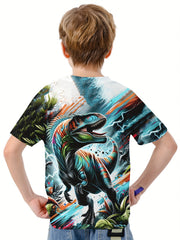 T Rex 3D Print Boys T shirt Lightweight Short Sleeve Top