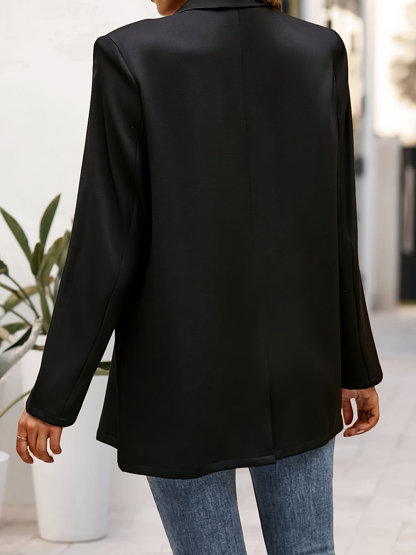 Long Sleeve Blazer Open Front Lapel Blazer - Women's Clothing