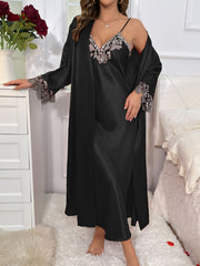 Lace Pajama Set with Robe & Slip Dress