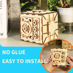 MUSIC PARK 3D Wooden Puzzle DIY Combination Lock Box Mechanical Storage Safe