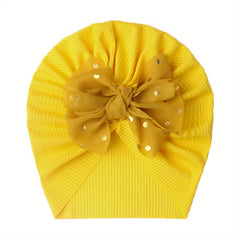 Polka Dot Print Turban Headwarp Bow Knotted Hat for Newborn Infant