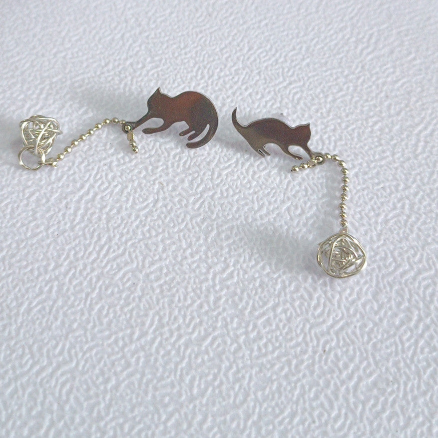 Cat Shape Pendant Stainless Steel Earrings for Kids