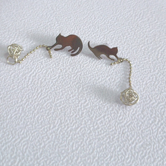 Cat Shape Pendant Stainless Steel Earrings for Kids