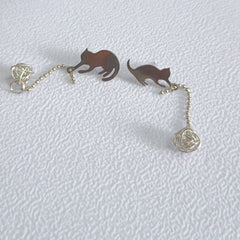 Cat Shape Pendant Stainless Steel Earrings for Kids