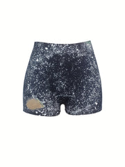 Cat & Letter Print Skinny Shorts for Women