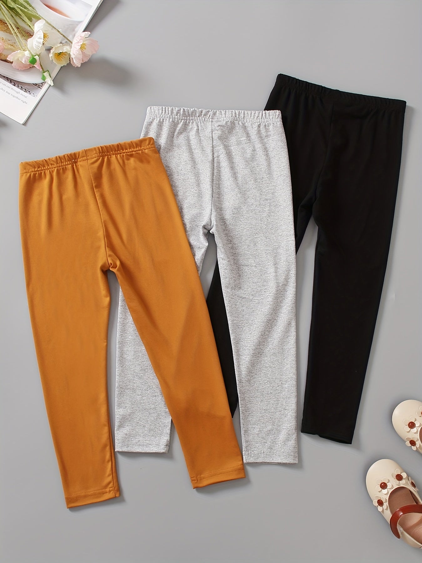 3pcs Toddler Girls Cartoon Leggings Elastic Waist Tights