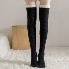 Fuzzy Thigh High Socks Over The Knee Warm Stockings