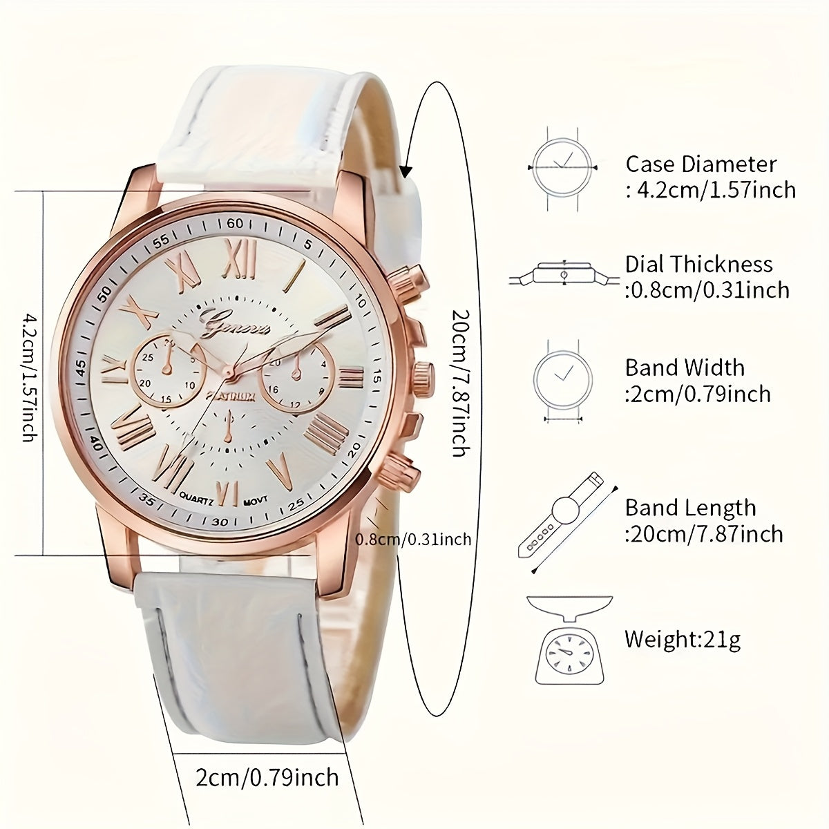 2pcs Quartz Watch Set Round Zinc Alloy Case PUPU PU Leather Strap No Required