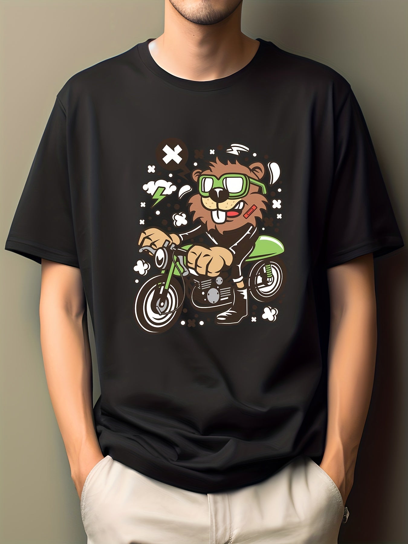 Men's Cartoon Print Hip Pop T-shirt