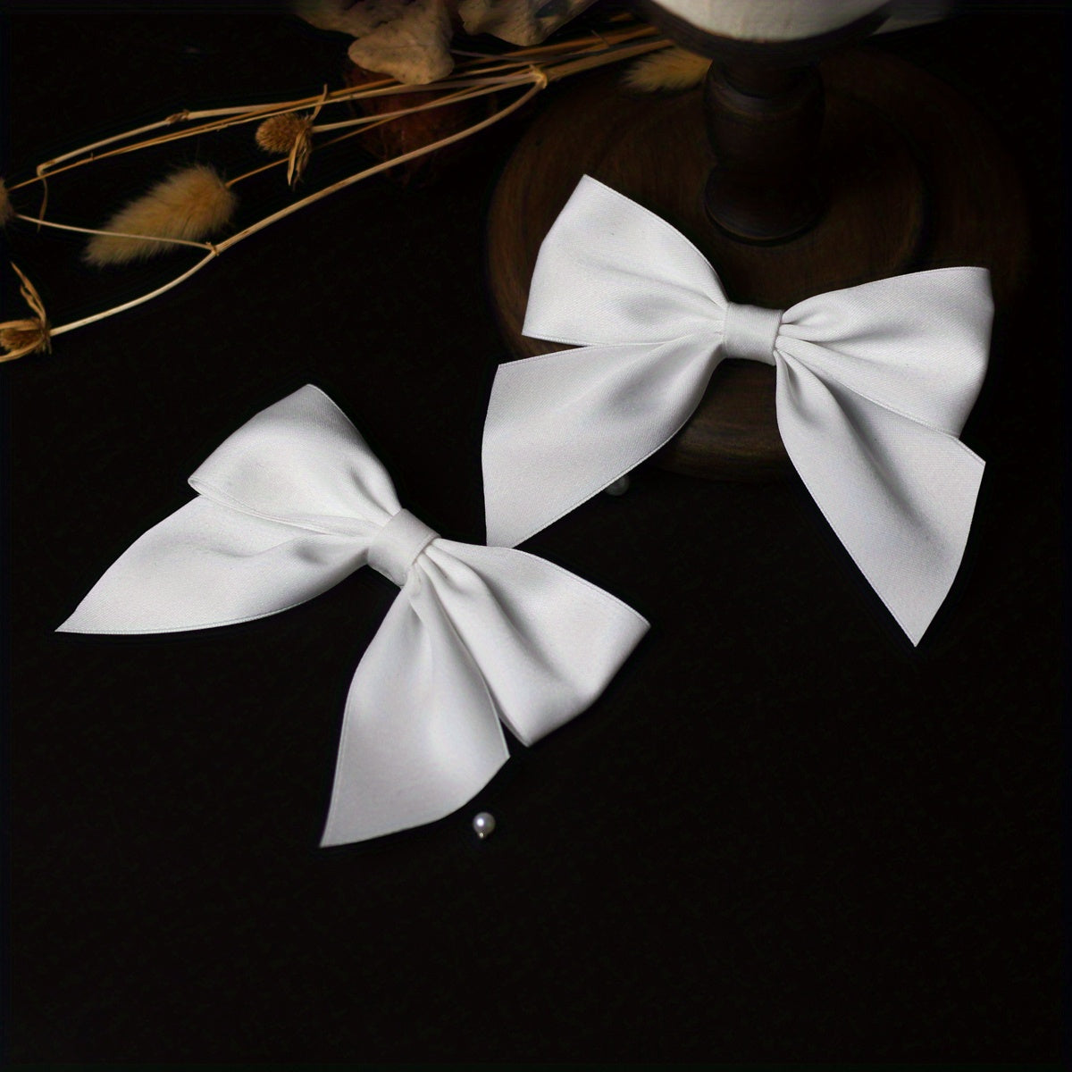 Satin Bowknot Hair Clip Back Head Hair Clip Non slip Duck Billed Clip