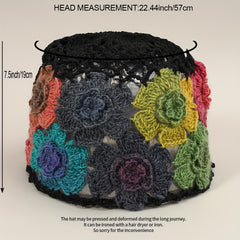 Vintage Crochet Flower Beanie Knit Hat for Women