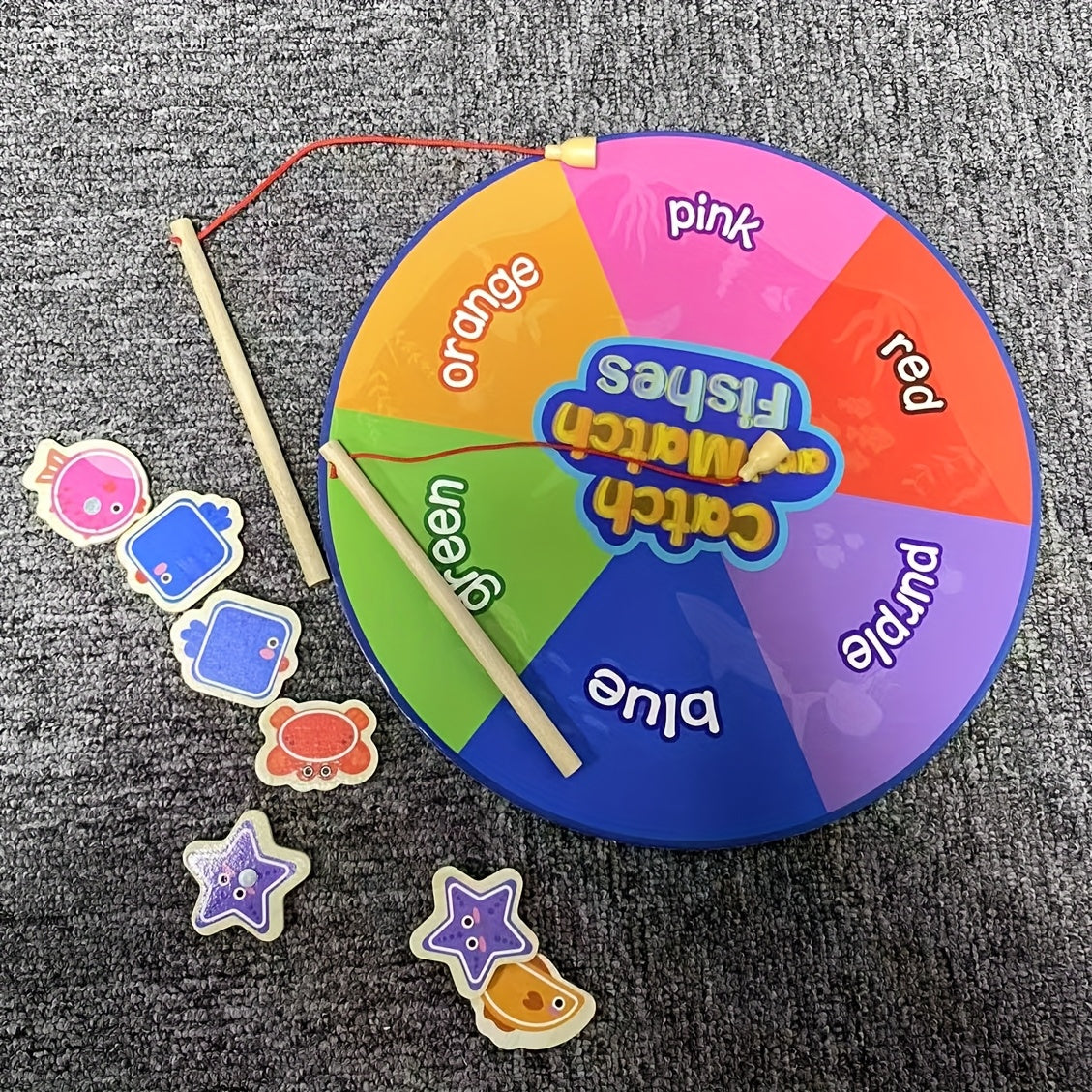 Wooden Fishing Toy: Colorful Shape Matching Game for Kindergarten