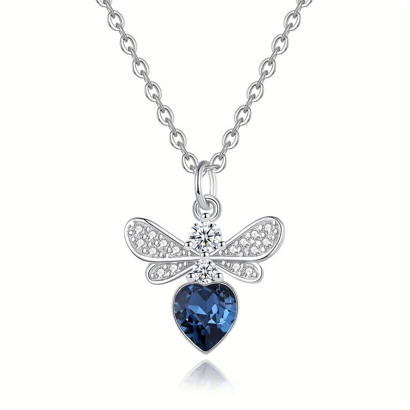 Bee Necklace Heart Shaped Crystal Bumblebee Pendant Jewelry