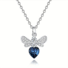 Bee Necklace Heart Shaped Crystal Bumblebee Pendant Jewelry