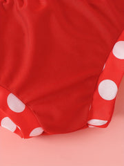 Baby Girls Polka Dot Halter Top & Shorts Swimsuit Headwear Set