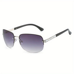 Y2K Rimless Sunglasses Gradient Lens Rhinestone Decor UV400