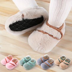 Warm Furry House Shoes For Baby Girls Non-Slip Soft Bottom Shoes