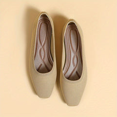 Women's Square Toe Knit Ballet Flats Soft Sole Anti Skid Shoes