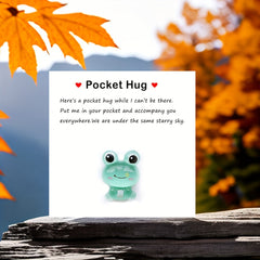 Resin Animal Decoration Pocket Hug With Greeting Card