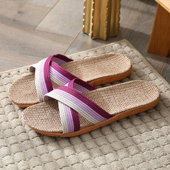 Women's Cross Strap Flat Slippers Lightweight Open Toe Non slip Slides