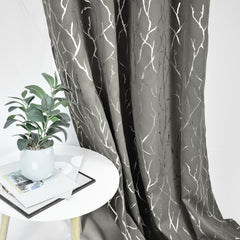 Grey Silvery Branch Blackout Curtain