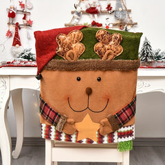 Christmas Chair Cover Stool Cover Santa Claus Snowman Elk Plush Fabric