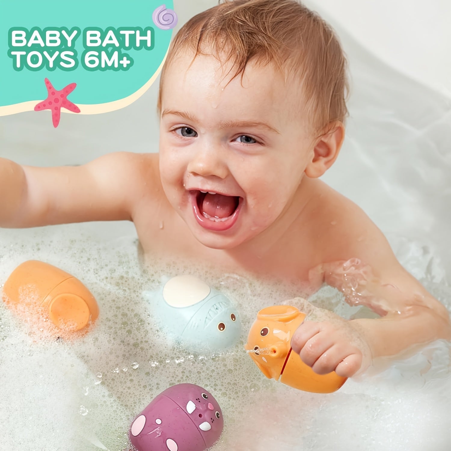 Baby Bath Toys Animal Sprayer Sensory Tub Toys for Toddlers Water Play