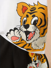 Boys Tiger Graphic Casual Outfit Round Neck T shirt & Shorts